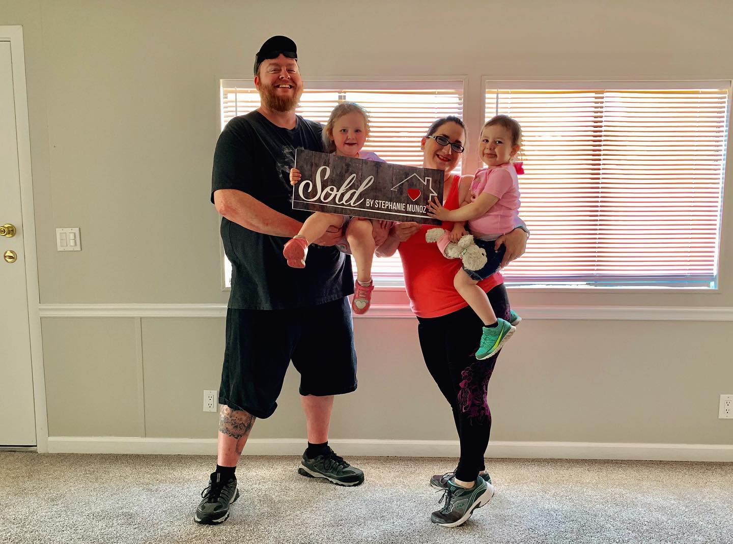 Family inside their new home.